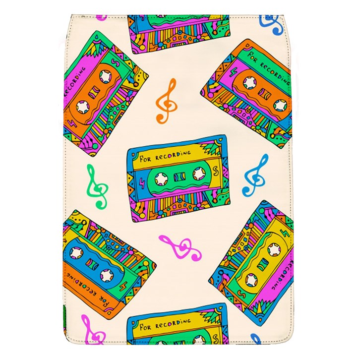 Seamless Pattern With Colorful Cassettes Hippie Style Doodle Musical Texture Wrapping Fabric Vector Removable Flap Cover (L)