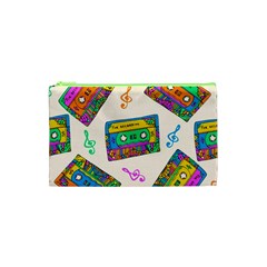 Seamless Pattern With Colorful Cassettes Hippie Style Doodle Musical Texture Wrapping Fabric Vector Cosmetic Bag (xs) by Bedest