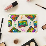 Seamless Pattern With Colorful Cassettes Hippie Style Doodle Musical Texture Wrapping Fabric Vector Cosmetic Bag (XS) Front