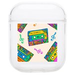 Seamless Pattern With Colorful Cassettes Hippie Style Doodle Musical Texture Wrapping Fabric Vector Soft TPU AirPods 1/2 Case Front