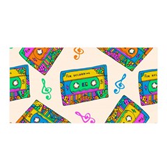 Seamless Pattern With Colorful Cassettes Hippie Style Doodle Musical Texture Wrapping Fabric Vector Satin Wrap 35  X 70  by Bedest