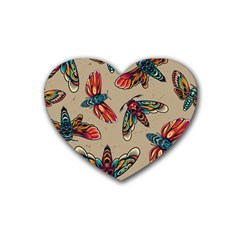 Tattoos Colorful Seamless Pattern Rubber Coaster (heart) by Bedest