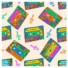 Seamless Pattern With Colorful Cassettes Hippie Style Doodle Musical Texture Wrapping Fabric Vector Wooden Puzzle Square by Bedest