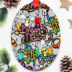 Hip Hop Background Ornament (oval)