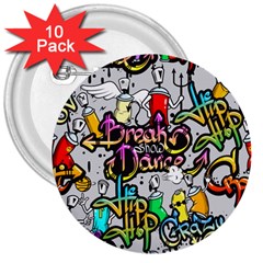 Hip Hop Background 3  Buttons (10 Pack)  by Bedest