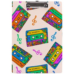 Seamless Pattern With Colorful Cassettes Hippie Style Doodle Musical Texture Wrapping Fabric Vector A4 Acrylic Clipboard by Bedest