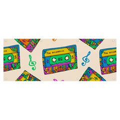 Seamless Pattern With Colorful Cassettes Hippie Style Doodle Musical Texture Wrapping Fabric Vector Banner And Sign 8  X 3  by Bedest