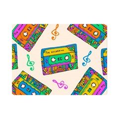 Seamless Pattern With Colorful Cassettes Hippie Style Doodle Musical Texture Wrapping Fabric Vector Premium Plush Fleece Blanket (mini) by Bedest