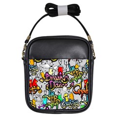 Hip Hop Background Girls Sling Bag by Bedest