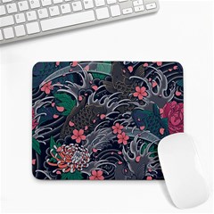 Japanese Wave Koi Illustration Seamless Pattern Small Mousepad by Bedest