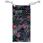 Japanese Wave Koi Illustration Seamless Pattern Jewelry Bag Front