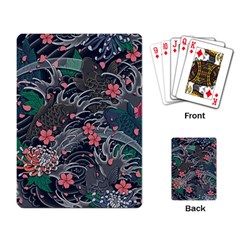 Japanese Wave Koi Illustration Seamless Pattern Playing Cards Single Design (rectangle) by Bedest