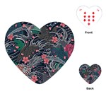 Japanese Wave Koi Illustration Seamless Pattern Playing Cards Single Design (Heart) Front