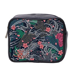 Japanese Wave Koi Illustration Seamless Pattern Mini Toiletries Bag (two Sides) by Bedest