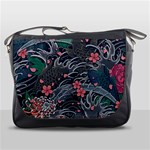 Japanese Wave Koi Illustration Seamless Pattern Messenger Bag Front