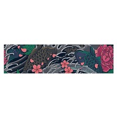 Japanese Wave Koi Illustration Seamless Pattern Oblong Satin Scarf (16  X 60 ) by Bedest