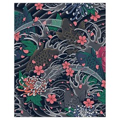 Japanese Wave Koi Illustration Seamless Pattern Drawstring Bag (small) by Bedest