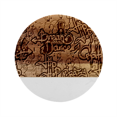 Hip Hop Background Marble Wood Coaster (round)