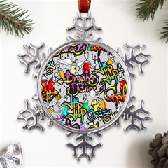 Hip Hop Background Metal Large Snowflake Ornament by Bedest