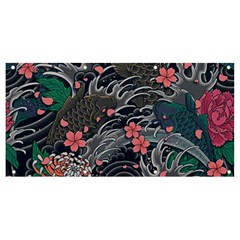 Japanese Wave Koi Illustration Seamless Pattern Banner And Sign 8  X 4  by Bedest