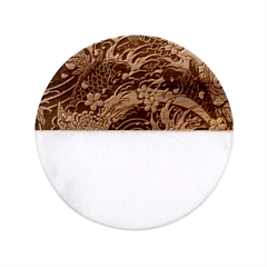 Japanese Wave Koi Illustration Seamless Pattern Classic Marble Wood Coaster (round)  by Bedest