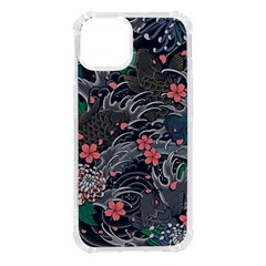 Japanese Wave Koi Illustration Seamless Pattern Iphone 14 Tpu Uv Print Case