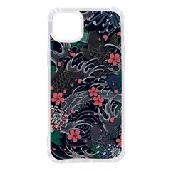 Japanese Wave Koi Illustration Seamless Pattern Iphone 14 Plus Tpu Uv Print Case by Bedest