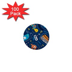 Seamless Pattern Vector Submarine With Sea Animals Cartoon 1  Mini Buttons (100 pack) 