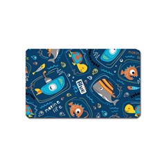 Seamless Pattern Vector Submarine With Sea Animals Cartoon Magnet (Name Card)