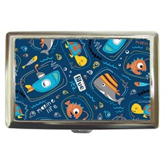 Seamless Pattern Vector Submarine With Sea Animals Cartoon Cigarette Money Case