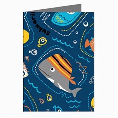 Seamless Pattern Vector Submarine With Sea Animals Cartoon Greeting Cards (pkg Of 8)