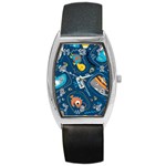 Seamless Pattern Vector Submarine With Sea Animals Cartoon Barrel Style Metal Watch Front