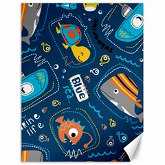 Seamless Pattern Vector Submarine With Sea Animals Cartoon Canvas 18  x 24 