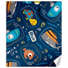 Seamless Pattern Vector Submarine With Sea Animals Cartoon Canvas 20  x 24 