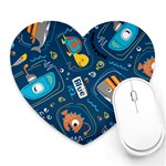 Seamless Pattern Vector Submarine With Sea Animals Cartoon Heart Mousepad Front