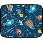 Seamless Pattern Vector Submarine With Sea Animals Cartoon Two Sides Fleece Blanket (Mini) 35 x27  Blanket Front