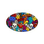 Graffiti Characters Seamless Pattern Sticker Oval (10 pack) Front