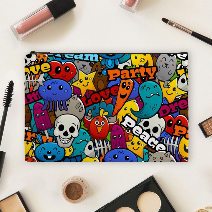 Graffiti Characters Seamless Pattern Cosmetic Bag (Large)