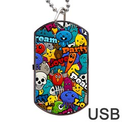 Graffiti Characters Seamless Pattern Dog Tag Usb Flash (one Side) by Bedest