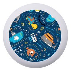 Seamless Pattern Vector Submarine With Sea Animals Cartoon Dento Box With Mirror