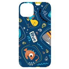 Seamless Pattern Vector Submarine With Sea Animals Cartoon iPhone 14 Plus Black UV Print Case