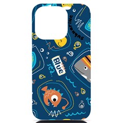 Seamless Pattern Vector Submarine With Sea Animals Cartoon iPhone 14 Pro Black UV Print Case