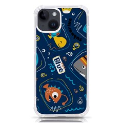 Seamless Pattern Vector Submarine With Sea Animals Cartoon iPhone 14 TPU UV Print Case