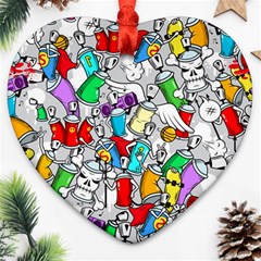 Graffity Characters Seamless Pattern Art Heart Ornament (two Sides) by Bedest