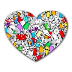 Graffity Characters Seamless Pattern Art Heart Mousepad by Bedest