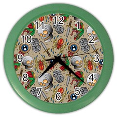 Tattoo Pattern Color Wall Clock by Bedest