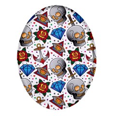 Full Color Flash Tattoo Patterns Oval Glass Fridge Magnet (4 Pack) by Bedest