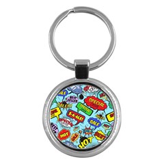 Comic Bubbles Seamless Pattern Key Chain (round) by Bedest