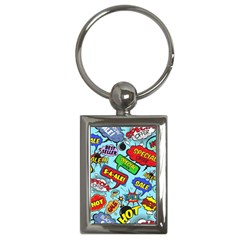 Comic Bubbles Seamless Pattern Key Chain (rectangle) by Bedest