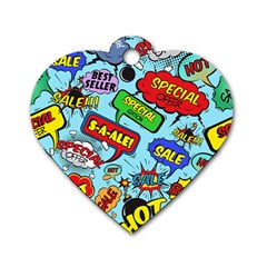 Comic Bubbles Seamless Pattern Dog Tag Heart (one Side)